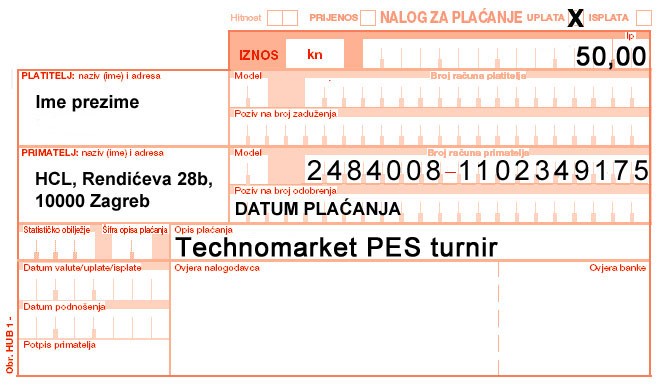 Technomarket PES 2010 turnir - uplatnica Technomarket PES 2010 turnir - uplatnica