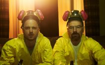 Jesse Pinkman (Aaron Paul) and Walter White (Bryan Cranston) - Breaking Bad _Season 5 - Photo Credit: Frank Ockenfels/AMC